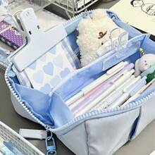 1 Miếng Dung lượng lớn Polyester Túi bút chì , Dễ thương Creative Túi đựng bút dạng lưới Đối với Sinh viên - Màu xanh nhạt - Xem 1