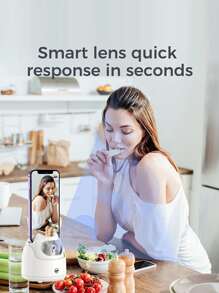 Auto Smart Face Tracking Phone Tripod Stand Desktop Phone Holder Track Camera Cradle Selfie Stick Compatible With IPhone Android Phone Stabilizer Shooting Live Streaming Video Chat Facetime Auto Tracking Tripod With Remote, Smart Selfie Stick 360 Rotation Fast Face & Object Tracking - White - View 4