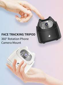 Auto Smart Face Tracking Phone Tripod Stand Desktop Phone Holder Track Camera Cradle Selfie Stick Compatible With IPhone Android Phone Stabilizer Shooting Live Streaming Video Chat Facetime Auto Tracking Tripod With Remote, Smart Selfie Stick 360 Rotation Fast Face & Object Tracking - White - View 2