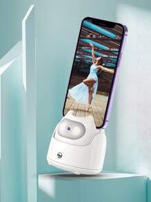 Auto Smart Face Tracking Phone Tripod Stand Desktop Phone Holder Track Camera Cradle Selfie Stick Compatible With IPhone Android Phone Stabilizer Shooting Live Streaming Video Chat Facetime Auto Tracking Tripod With Remote, Smart Selfie Stick 360 Rotation Fast Face & Object Tracking - White - View 1