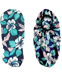 2入組長款緞面睡眠帽,特大辮子睡眠帽,適用於睡眠、長發,柔軟舒適的鬆緊帶帽,女士夜間睡眠用髮帽,女式緞面髮帽 (黑色+綠色圖案) - 彩色 - 查看 4