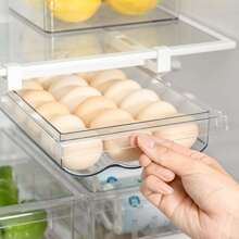 1個可掛式抽屜式雞蛋收納盒,帶隔板,可放冰箱,廚房蔬果組織器,適用於復活節 - 無色 - 查看 1