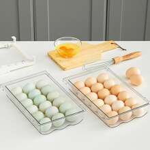 1個可掛式抽屜式雞蛋收納盒,帶隔板,可放冰箱,廚房蔬果組織器,適用於復活節 - 無色 - 查看 2