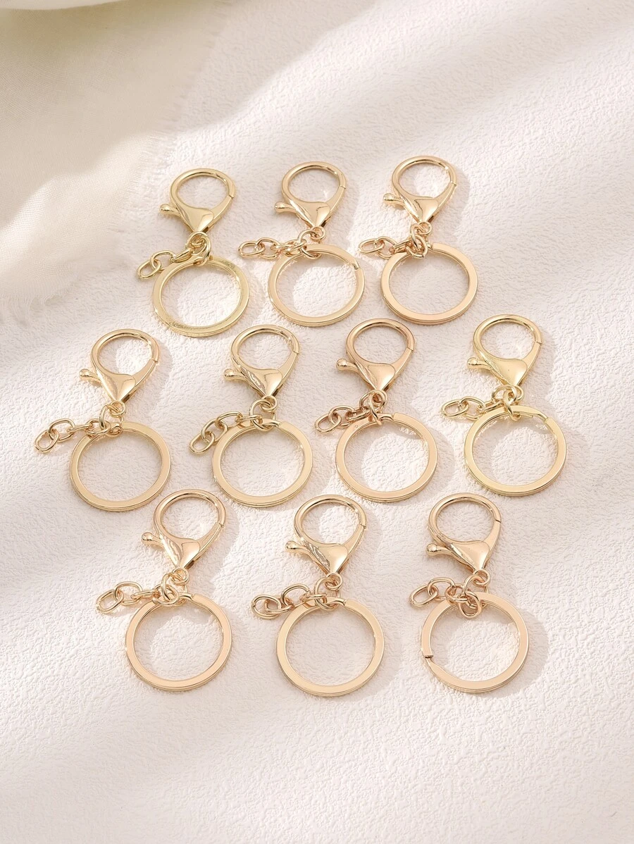 10入組情侶龍蝦形狀鑰匙圈DIY配件 - 金色 - 查看 1