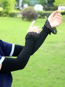 41cm長款黑色防曬袖套適合夏天 - 黑色 - 查看 2