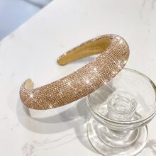 1 Vòng tóc rộng được trang trí bằng kim cương & kim cương giả để rửa mặt, trang điểm và tạo mẫu tóc, mũ đội đầu cho bé gái khi dự tiệc, du lịch và nghỉ mát - Rượu sâm banh - Xem 2