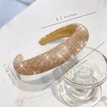 1 Vòng tóc rộng được trang trí bằng kim cương & kim cương giả để rửa mặt, trang điểm và tạo mẫu tóc, mũ đội đầu cho bé gái khi dự tiệc, du lịch và nghỉ mát - Rượu sâm banh - Xem 5