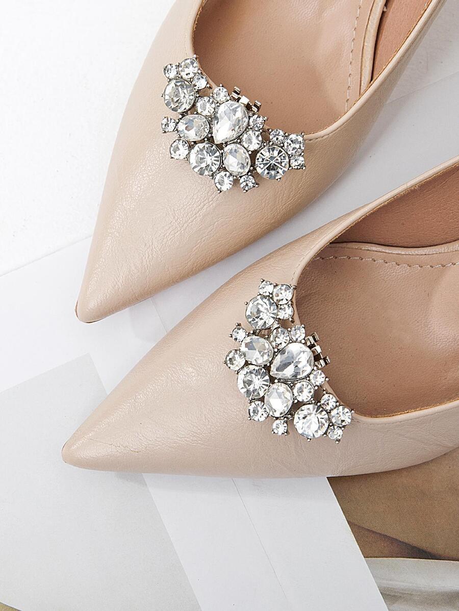 2pcs Rhinestone Decorative Shoe Clips