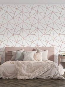 Papel de Parede 3D  Branco Gold 5 METROS x 45CM Adesivo Autocolante - Branco - Visão 2