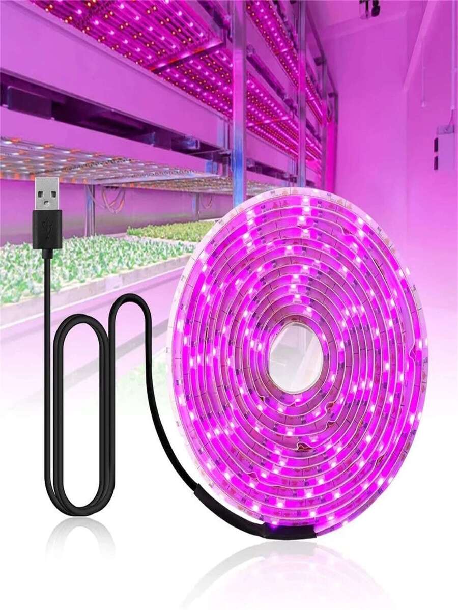 1pc 60 LEDs/M Pink & Purple Color Flexible LED Light Strip, DC5V USB Interface, Plant Growth Lighting & Holiday Decoration - Pink - View 1