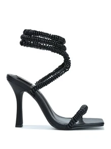 Women's  Coil Cord Square Toe High Heels - Single Square Toe High Heel For Casual Parties - màu đen - Xem 2