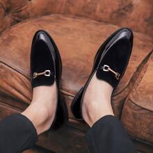 Set Of Feet Penny Loafers Men Business Dress Shoes Fashion Casual Shoes - Black - View 9
