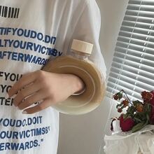 500ML Hình bánh rán Cốc nước Có thể mang đi Chống rò rỉ Bình nước , Thích hợp Đối với Con trai Và Cô gái Trường học Gia đình Ngoài trời Thể thao Cắm trại - Trong sáng - Xem 7