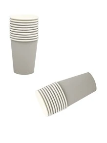 250毫升灰色杯子,簡單經典紙杯適用於飲用 - 灰色 - 查看 5