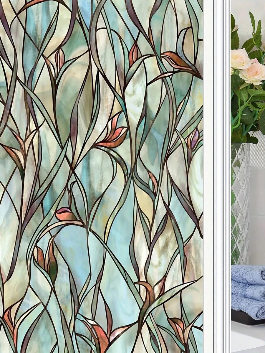 1入組顏色印刷靜電磨砂玻璃膜透明不透明窗戶膜