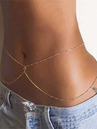 1pc Women's Fashionable Layered Waist Chain, Perfect For Summer Beach Party And Festival Gift