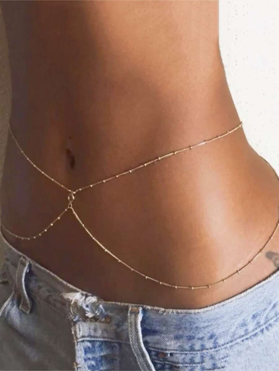 1pc Women's Fashionable Layered Waist Chain, Perfect For Summer Beach Party And Festival Gift