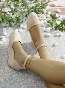 Women's High Heel French Style Wedge Sandals With Tie-up Straw Weaving, Fashionable Round Toe Hollow Fisherman Shoes With Ankle Strap