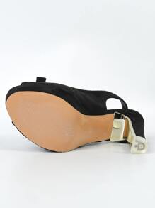 Giày cao gót đế xuồng nơ thắt nơ có quai mắt cá chân cho nữ ngày lễ tình nhân - màu đen - Xem 7