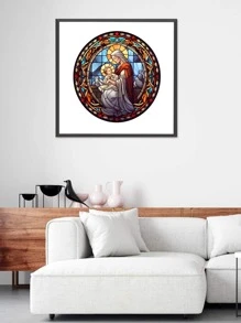 成人马赛克钻石画套装，5D DIY钻石画套装，圆形全钻图案，适合初学者，数字油画，家居墙面装饰礼品 - 彩色 - 查看 2