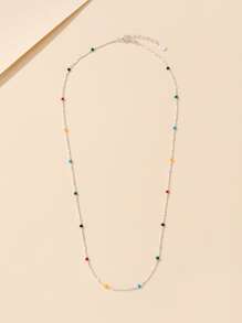 Collar 1 plata esterlina moda multicolor arroz cuenta de arcoíris guisante - Multicolor - Ver 2