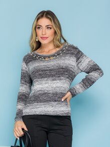 Roupas  feminina manga longo  com colar elastano  inverno promoção991