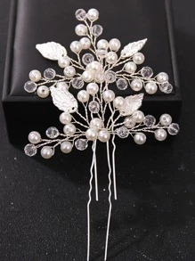 Enfeite para penteado noivas grampo para coque de cabelo festas - Prata - Visão 2