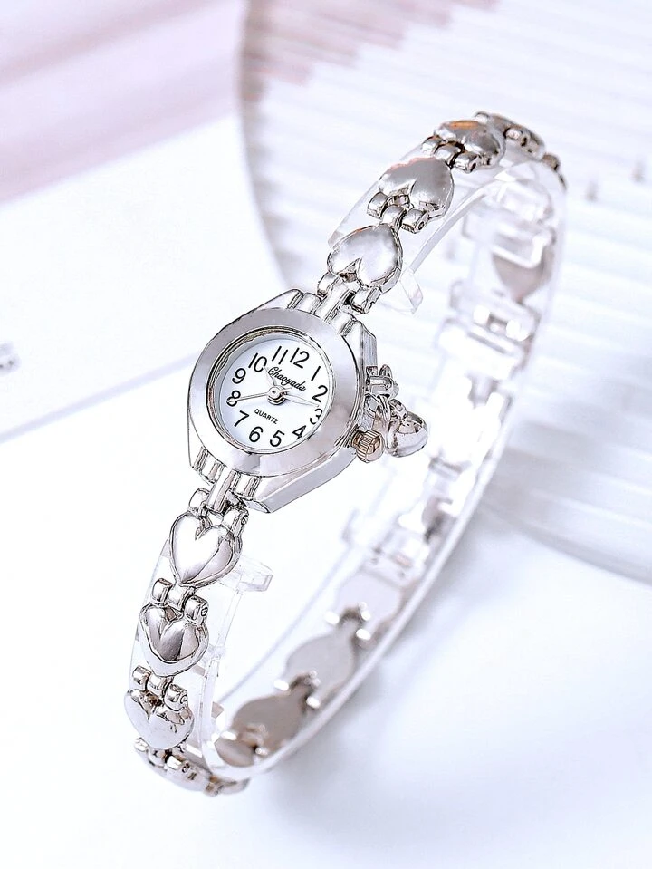 White Dial Arabic Numerals Scale Elegant Mini Stainless Steel 