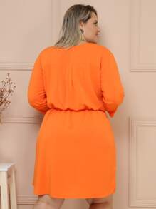 Plus Size Dresses - Orange - View 6