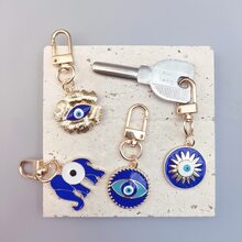 1入組邪惡之眼設計鑰匙圈懸掛裝飾物 - 藍色 - 查看 6