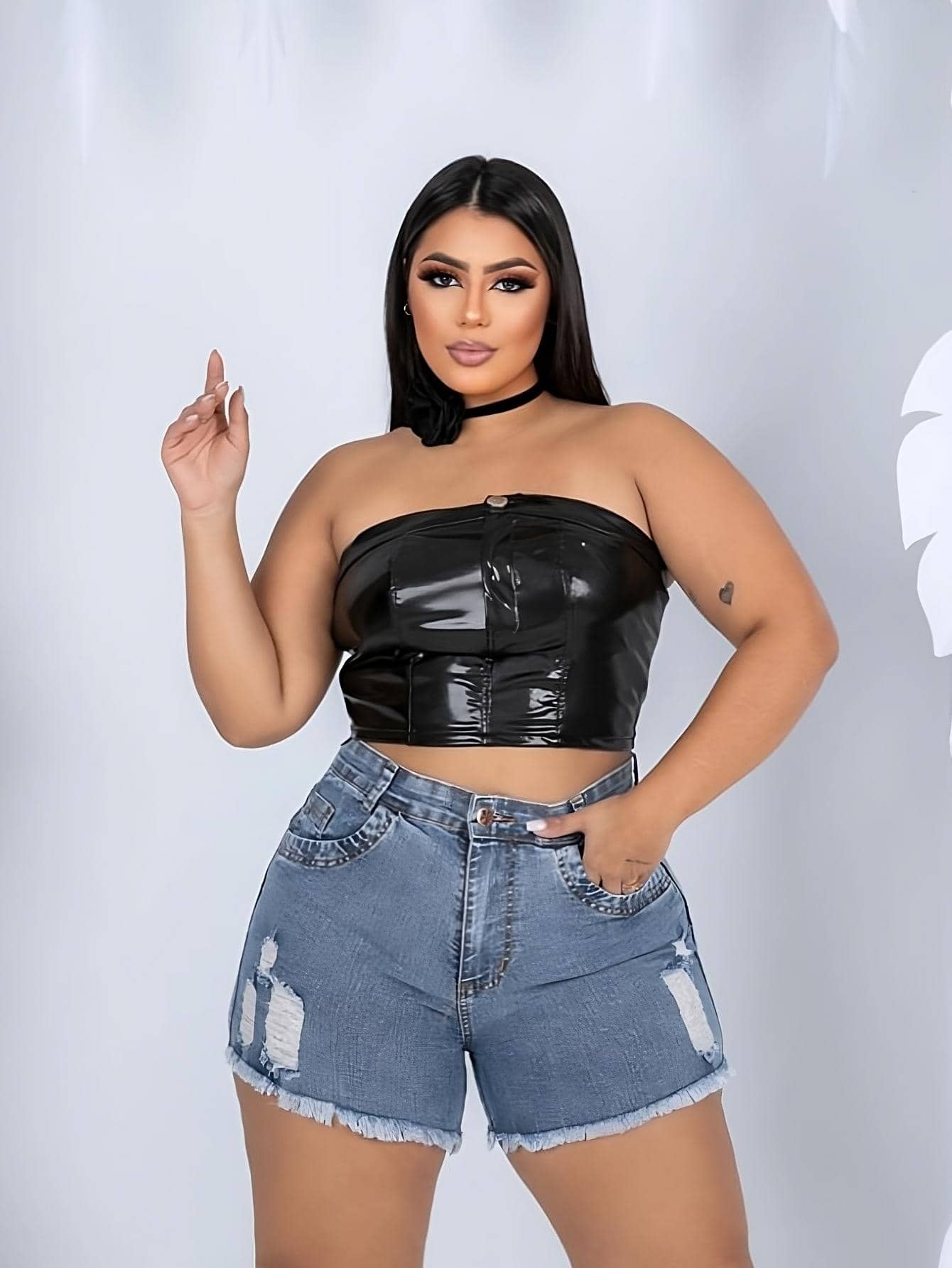 Plus Size Shorts - Màu xanh lam - Xem 1