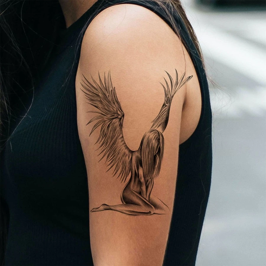 1Sheet Angel Girl Pattern Temporary Tattoo Stickers,Waterproof Body Arm Leg Makeup Fake Tattoo Sticker For Women And Man - Multicolor - View 1