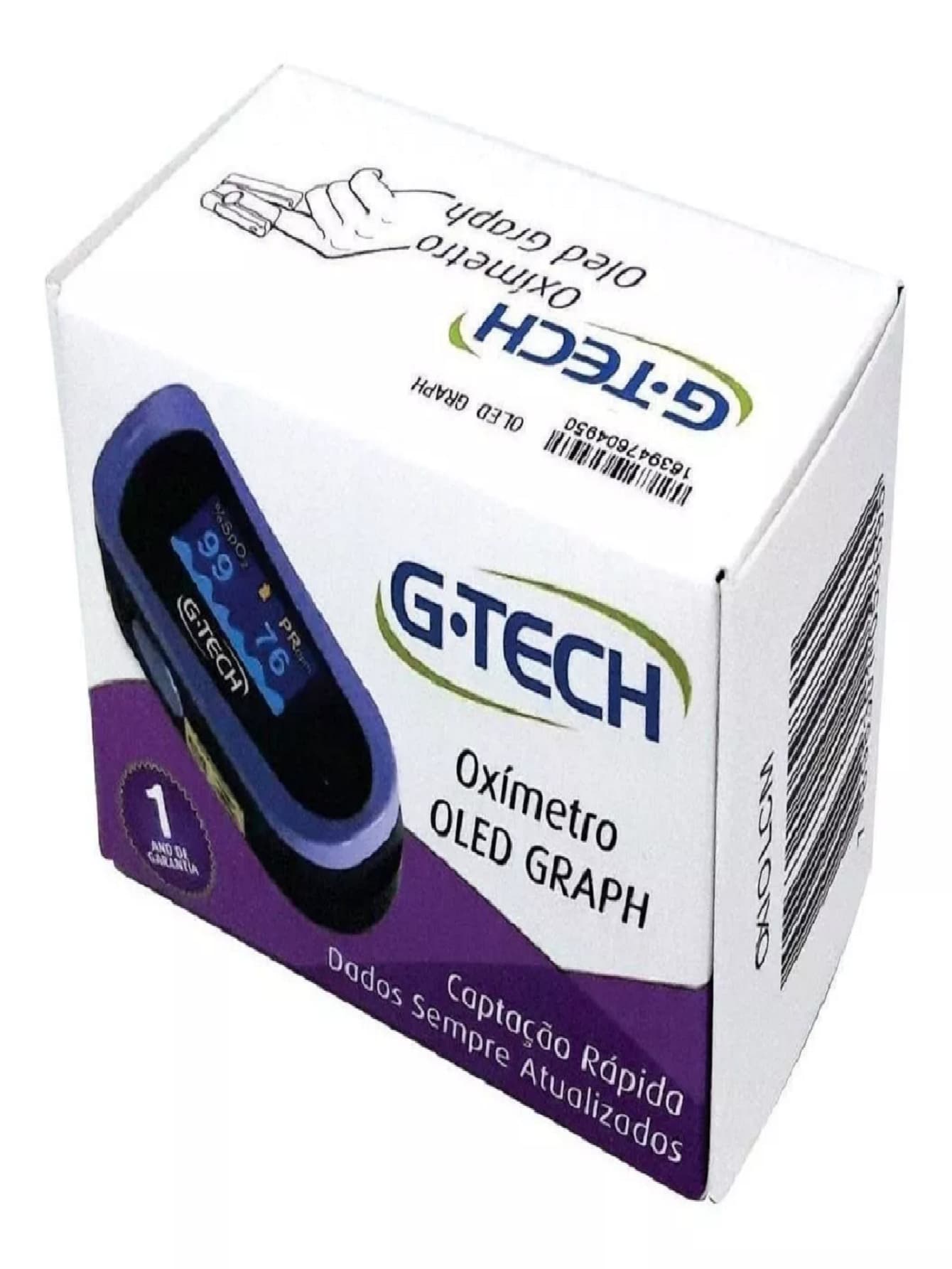 Oxímetro de pulso para dedo G-Tech OXIOLCM roxo - Roxo - Visão 1