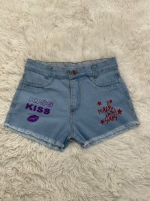 Young Girls Denim Shorts - Light Wash - View 1
