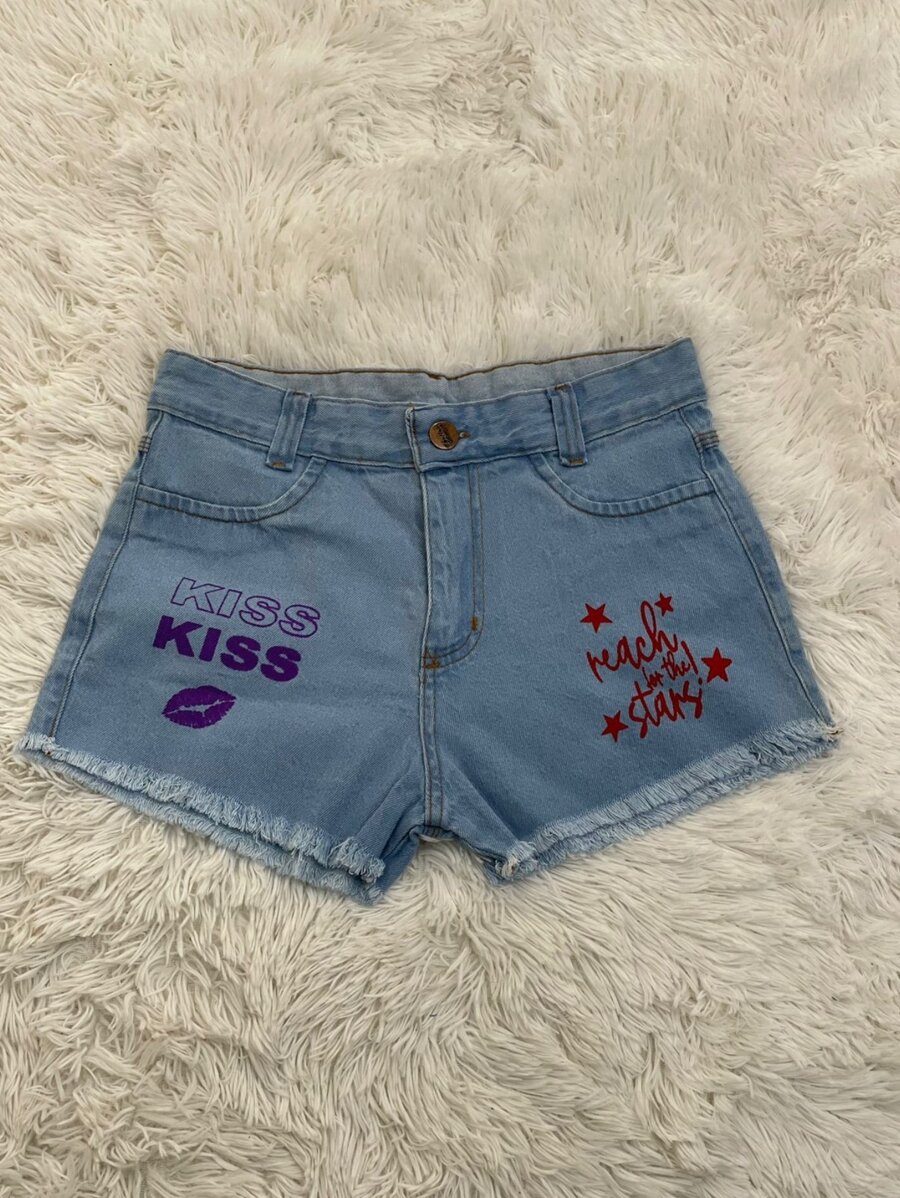 Young Girls Denim Shorts - Light Wash - View 1