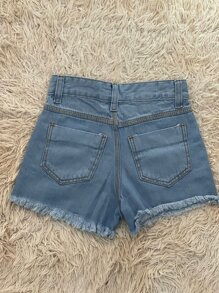 Young Girls Denim Shorts - Light Wash - View 2