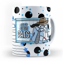 Kit de Caneca De Café De Porcelana Para O Dia Dos Pais Saquinho e Porta Copos para Lembrancinha e Presente Mod. 1290 - Branco - Visão 3