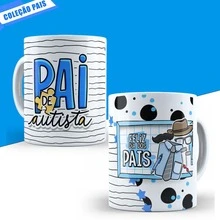 Kit de Caneca De Café De Porcelana Para O Dia Dos Pais Saquinho e Porta Copos para Lembrancinha e Presente Mod. 1290 - Branco - Visão 2