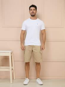 Men Denim Shorts - 卡其色 - 查看 2