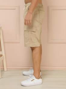 Men Denim Shorts - 卡其色 - 查看 5