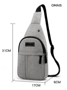 Men's Headphone Hole Detail Crossbody Bag Chest Bag - Blue - View 6