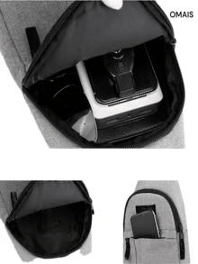 Men's Headphone Hole Detail Crossbody Bag Chest Bag - Blue - View 7