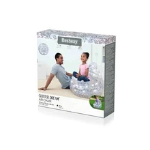Puff Sillón Sofá Inflable Glitter Dream Plata Transparente Puff Hinchable Infantil Brillos - Plateado - Ver 4