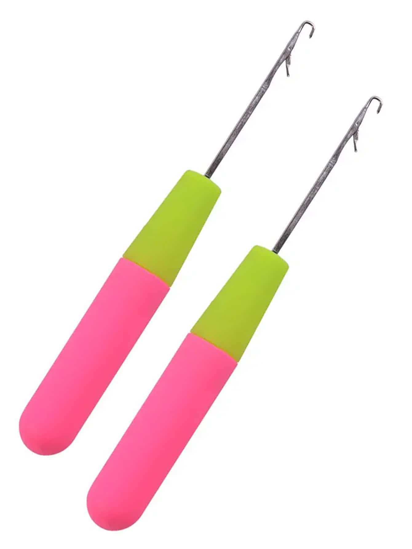 2 Agulha De Entrelaçamento Para Cabelos Orgânicos Mega Hair crochet braid tranças twist - Pink - Visão 1