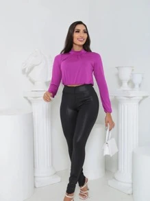 Women Blouses - Rose Red - View 4