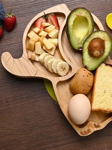 BABYBAMBOO Silicone Plate And Bamboo Baby Spoon - Green - View 2