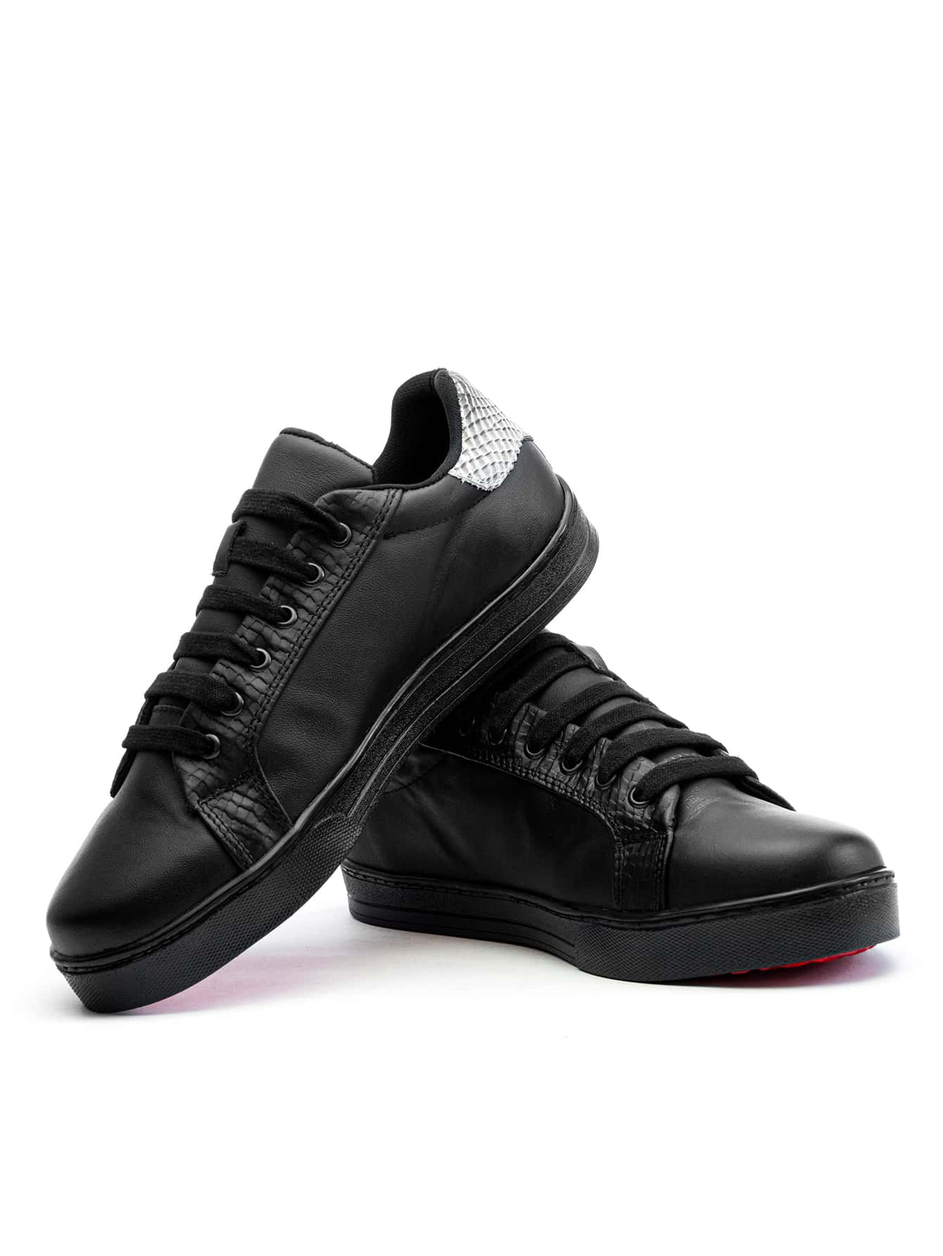Tenis Hombre Sneakers Negros Detalle Plata - Negro - Añade 4