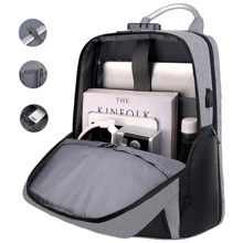 Shendy Vendy Large Capacity Anti-Theft Backpack With USB Charger - Grey - View 6