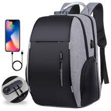 Shendy Vendy Large Capacity Anti-Theft Backpack With USB Charger - Grey - View 2