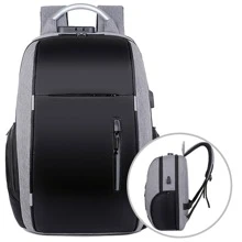 Shendy Vendy Large Capacity Anti-Theft Backpack With USB Charger - Grey - View 3